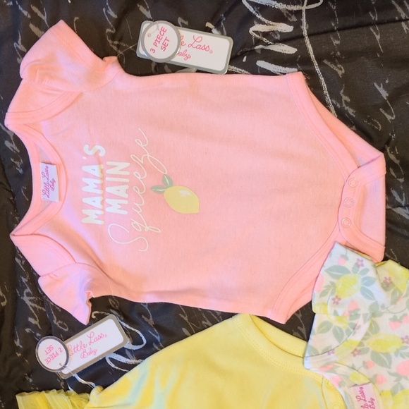 Little Lass 5 PC Multicolor Floral Dress w/Yellow Ruffle/4 Bodysuit 3/6 M - Picture 4 of 12